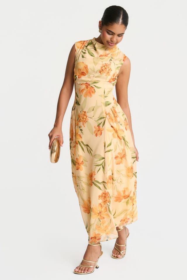 Needs No Label Needs No Label Women's Yellow Floral Midaxi Dress - 3