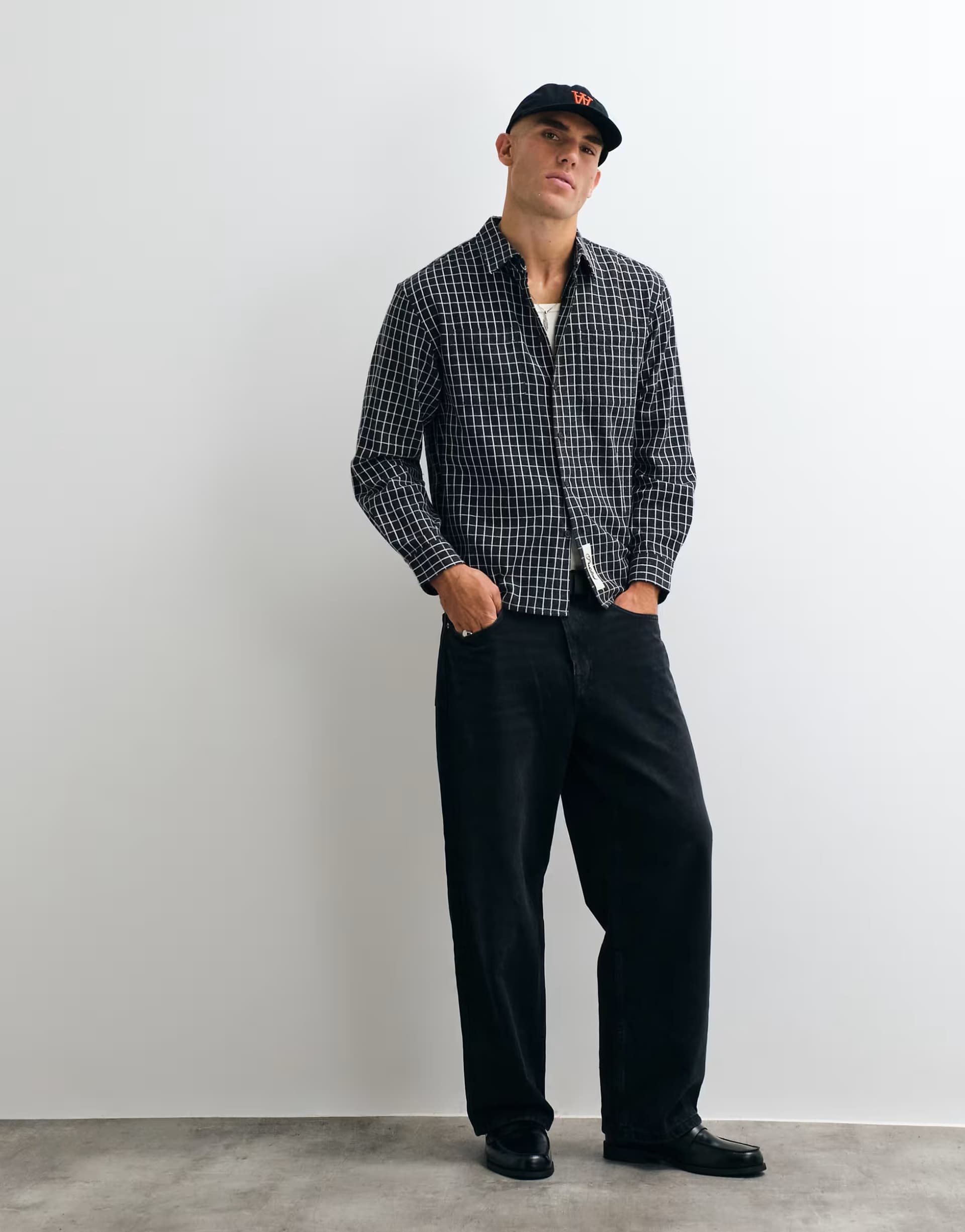 ASOS Prohibited long sleeve flannel shirt in grey check