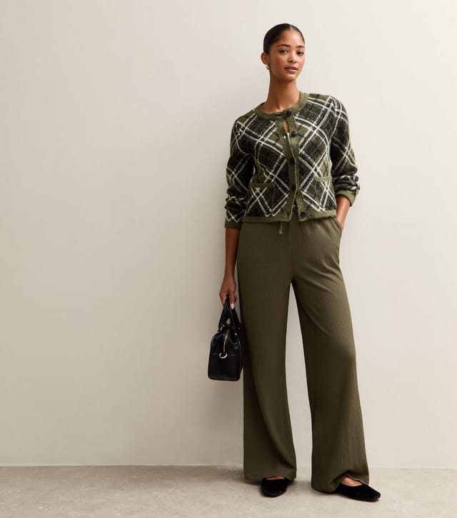 New Look Women's Light Khaki Textured Wide Leg Trousers New Look - 3