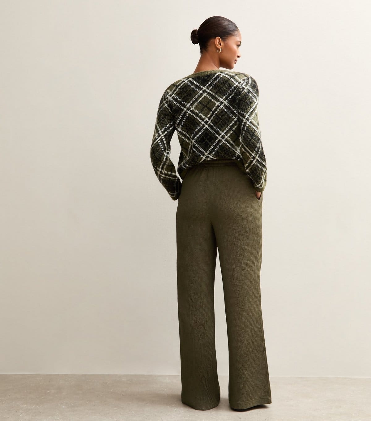 New Look Women's Light Khaki Textured Wide Leg Trousers New Look - 4