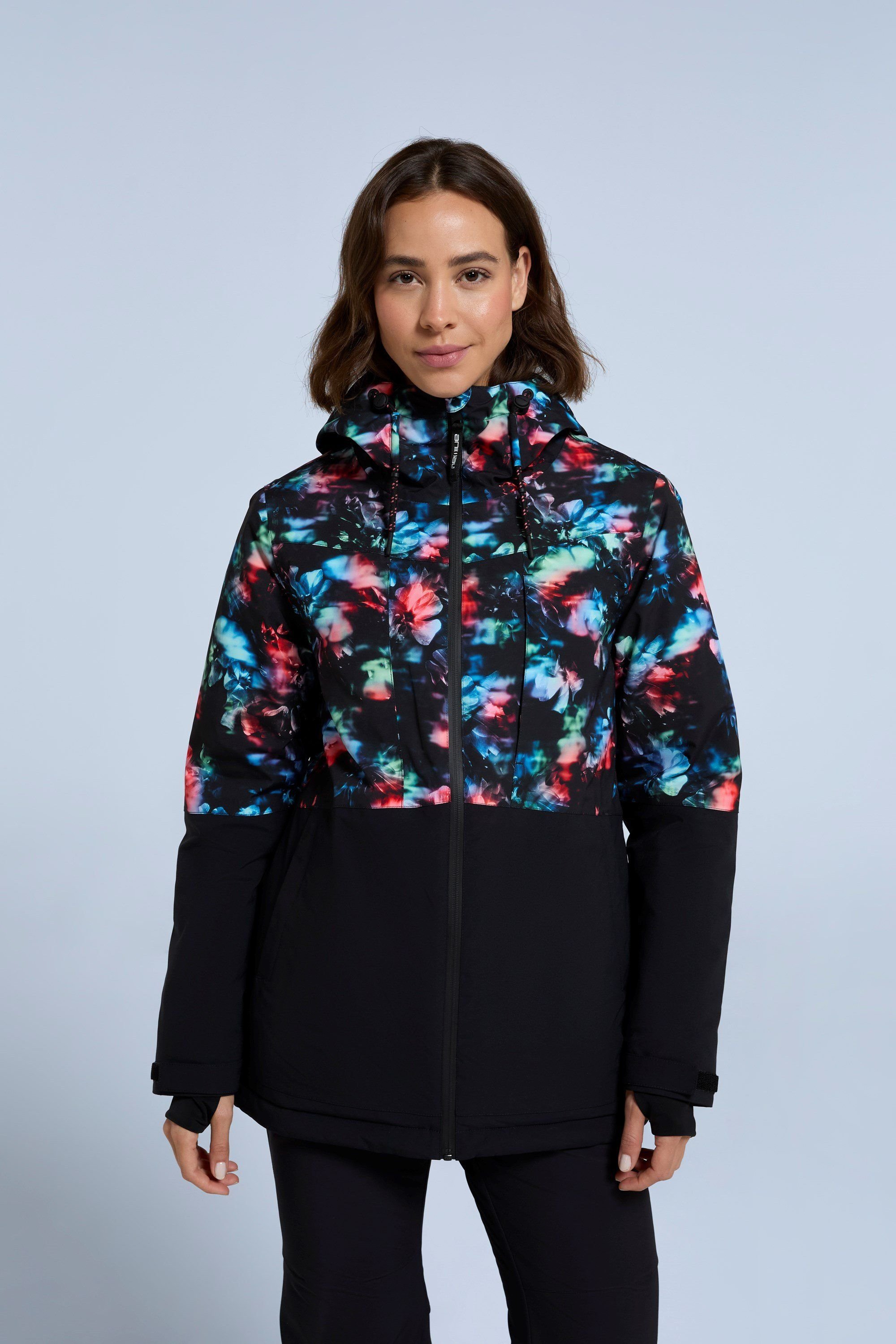 Animal Animal Women's 'Edge' Water Resistant Lift Pass Pocket Adjustable Hood Ski Jacket in Coral - 2