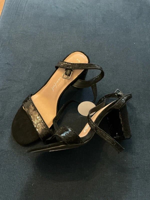 New Look Black sequin heeled sandals