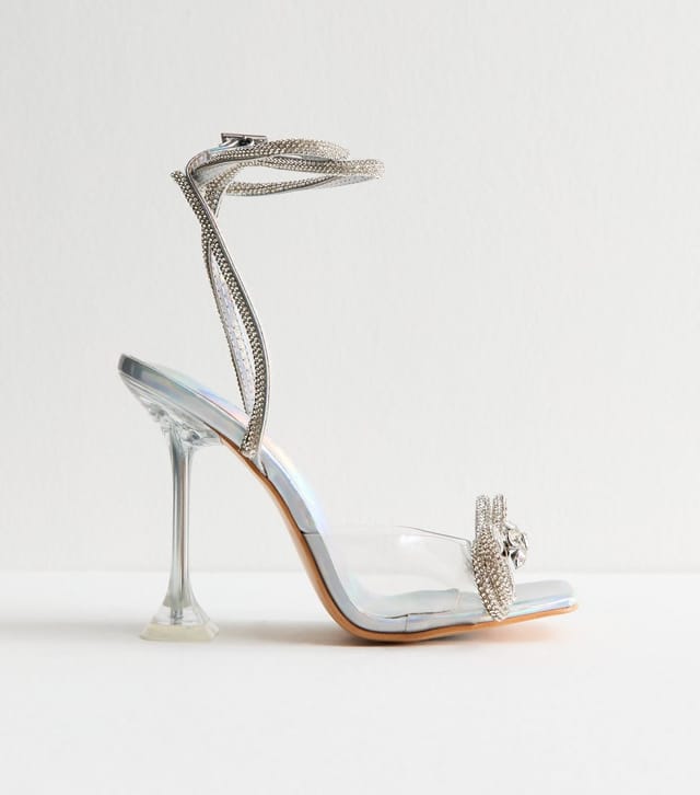 Public Desire Women's Silver Glimmer Embellished Strap Sandals Public Desire New Look - 2