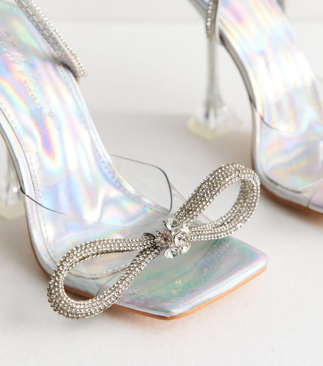 Public Desire Women's Silver Glimmer Embellished Strap Sandals Public Desire New Look - 3