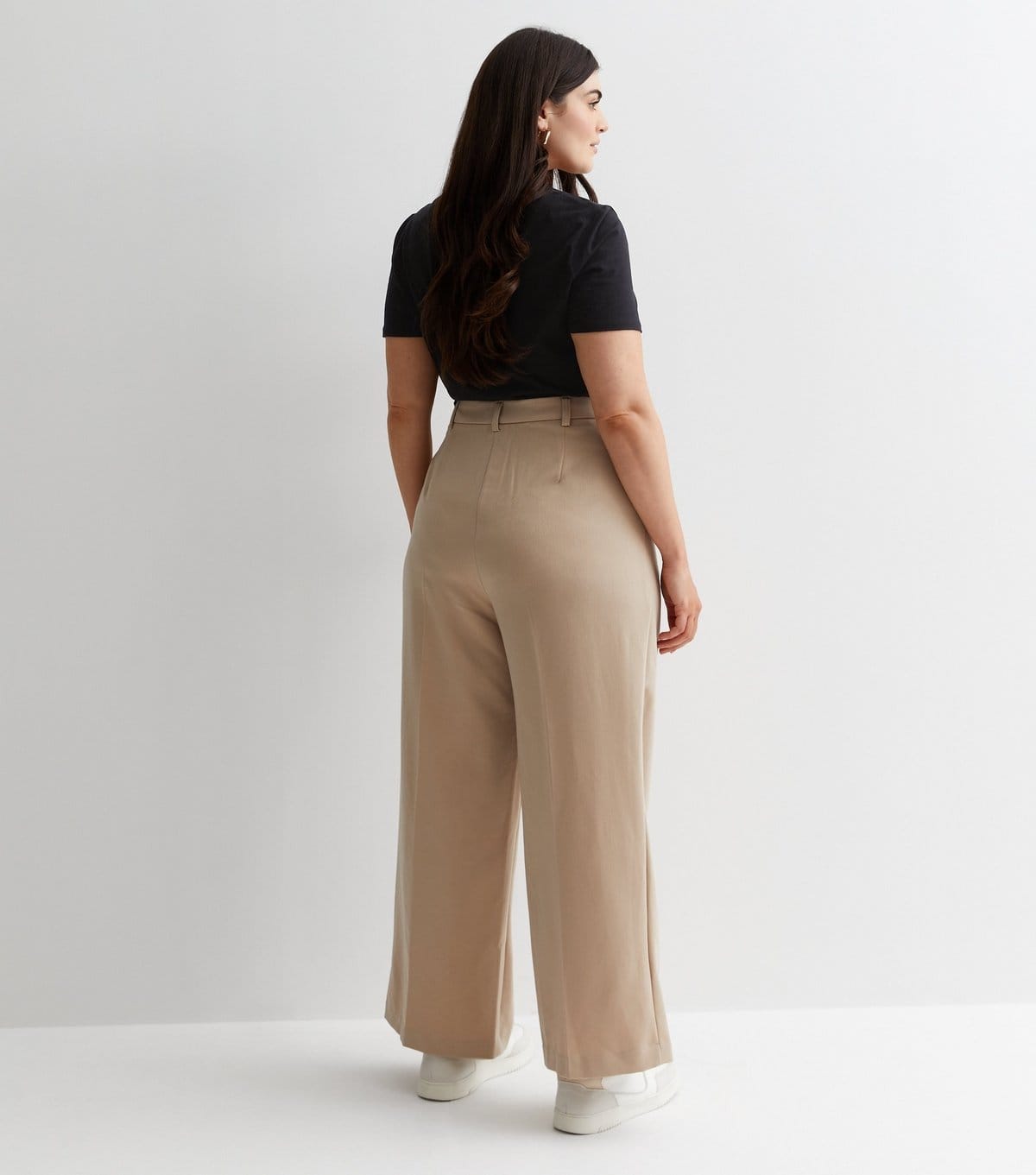 New Look Women's Plus Size Camel Tailored Wide Leg Trousers Curves New Look - 4