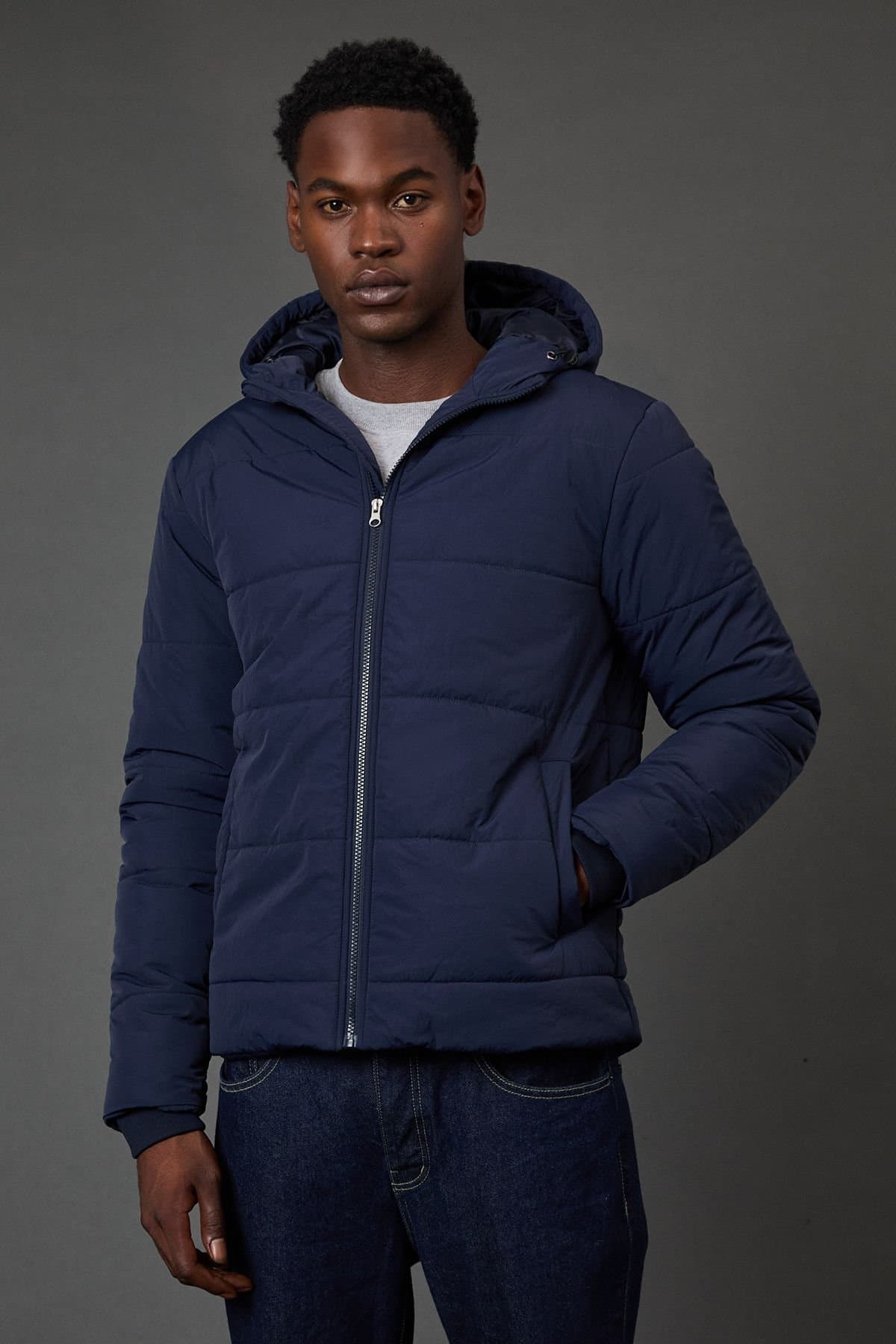 Burton Burton Men's Navy Quilted Padded Hooded Jacket