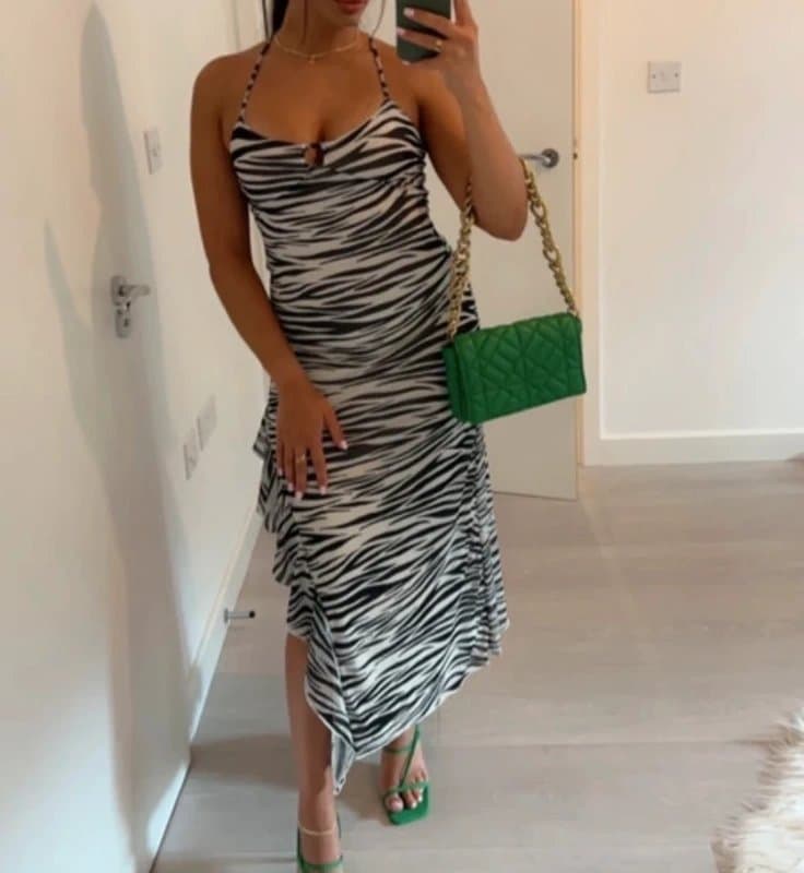 Bershka Bershka Ruffled Tulle Strappy Midaxi dress