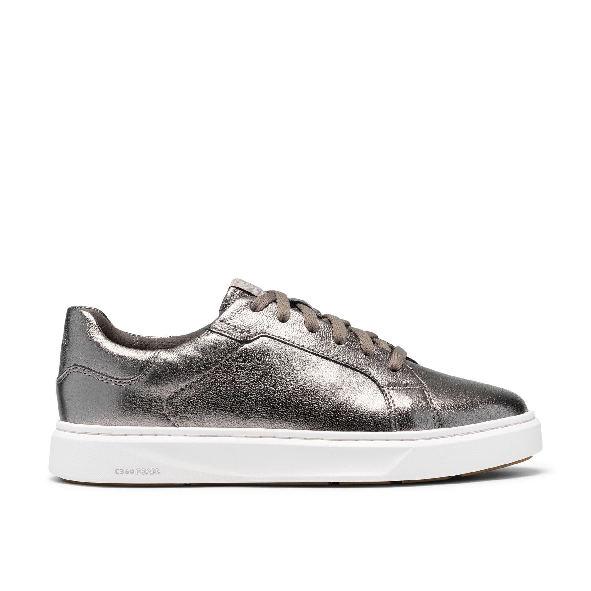 Clarks Clarks Women's Code C Lace Pewter Metallic Trainers, Lace Up in Grey