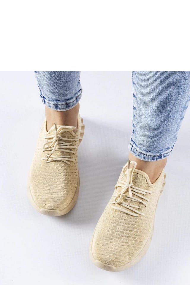 Love Lace Love Lace Women's Sport Fabric Sneakers for Summer with Grippy Rubber Sole in Beige - 3