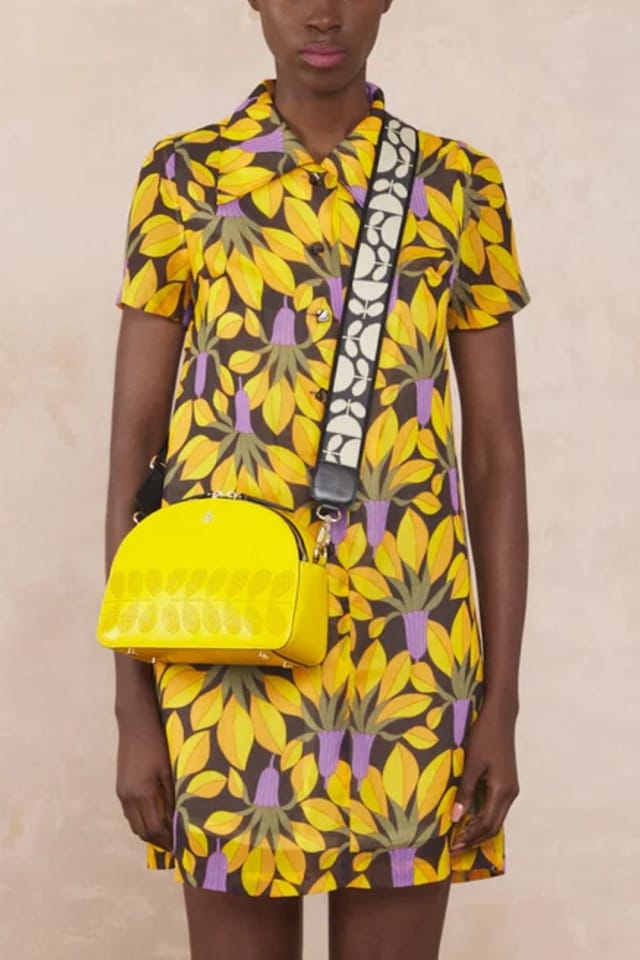 Orla Kiely Orla Kiely Women's Luna Leather Crossbody - Daffodil Punched Flower in Yellow - 2