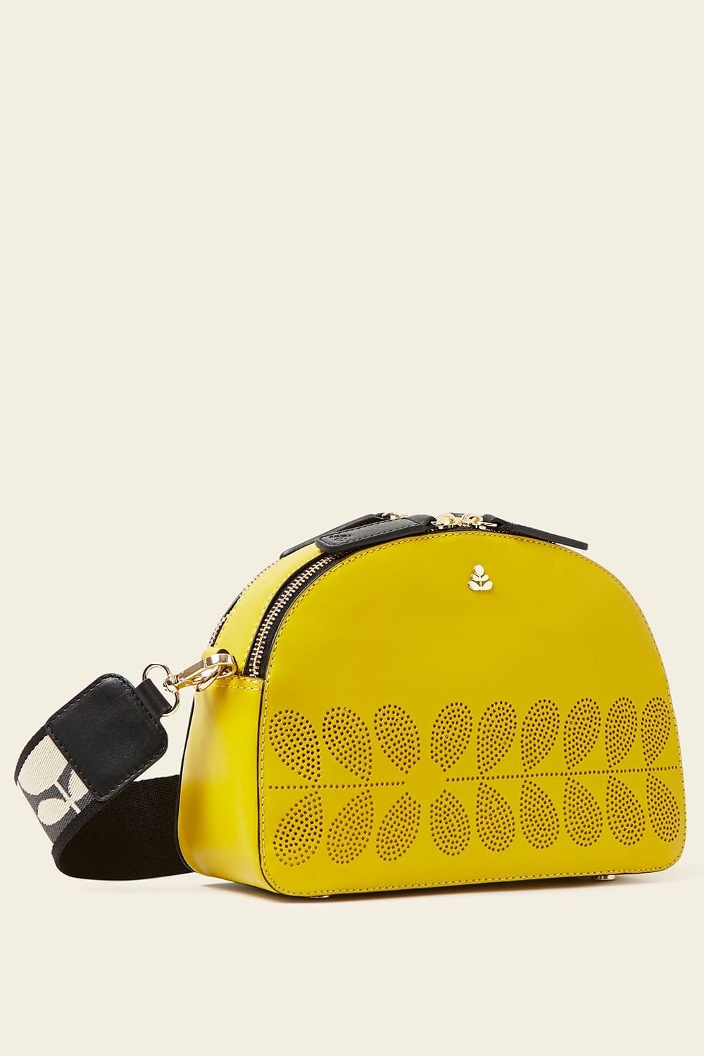 Orla Kiely Orla Kiely Women's Luna Leather Crossbody - Daffodil Punched Flower in Yellow - 4