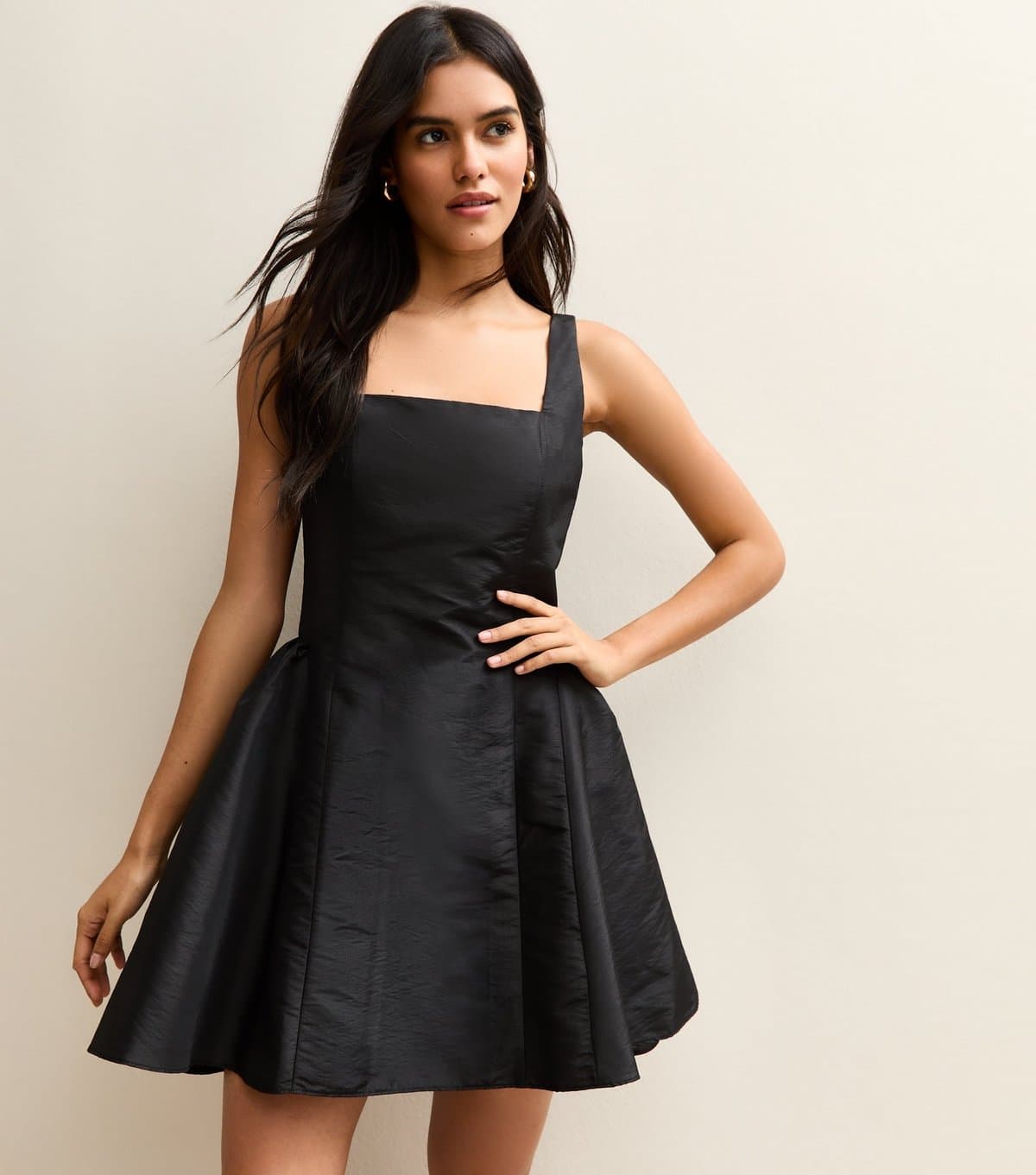 New Look Women's Black Bow Back Taffeta Mini Dress New Look