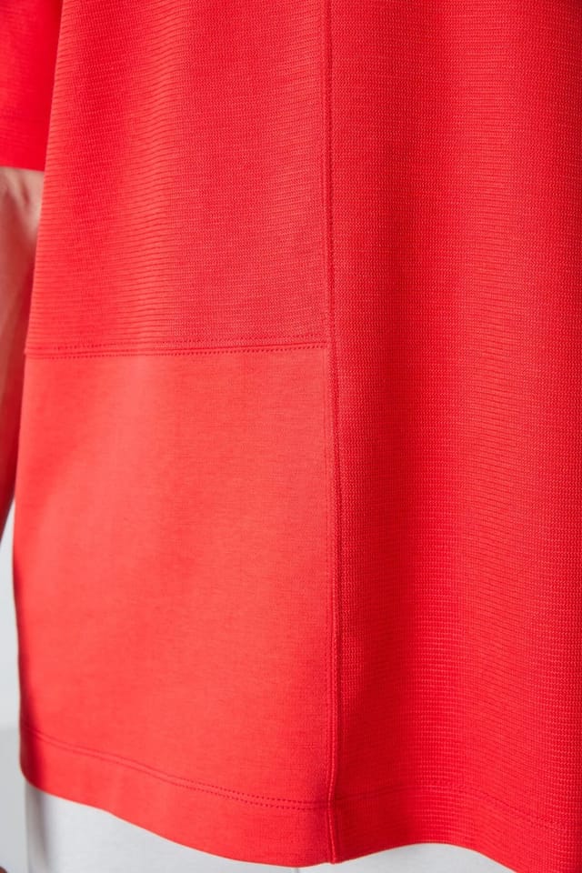Tommy Life Tommy Life Men's Long Oversized Crew Neck Pocket T-Shirt in Red - 3
