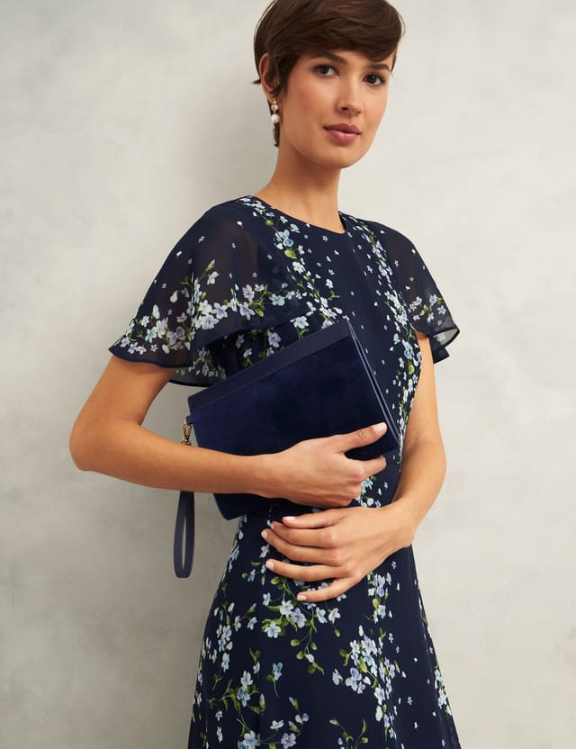 Hobbs London Hobbs London Women's Catherine Suede Wristlet in Dark Navy - 2