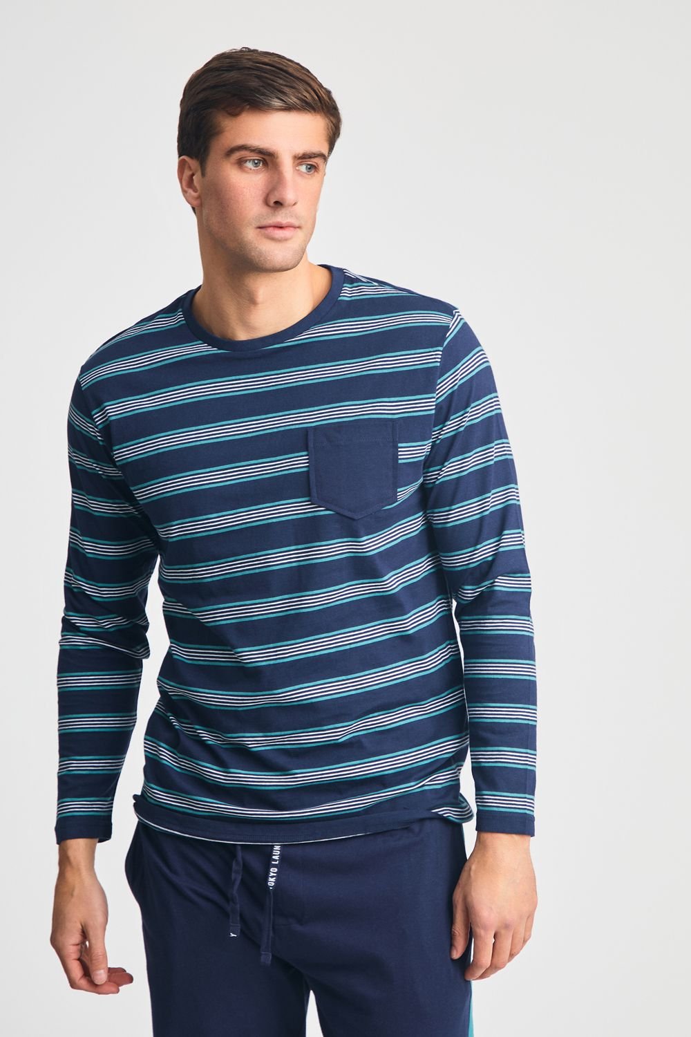 Tokyo Laundry Tokyo Laundry Men's Cotton 2-Piece Long Sleeve Top & Bottoms Pyjama Set in Navy - 3