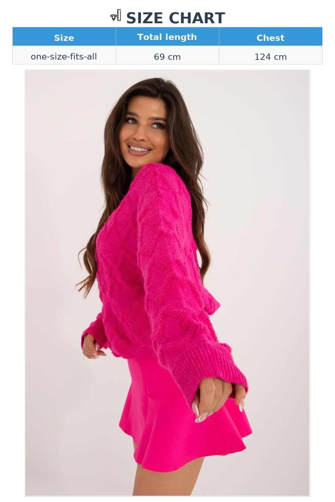 Love Lace Love Lace Women's Textured Knit Round Neck Casual Sweater Style 199427 in Fuchsia - 4