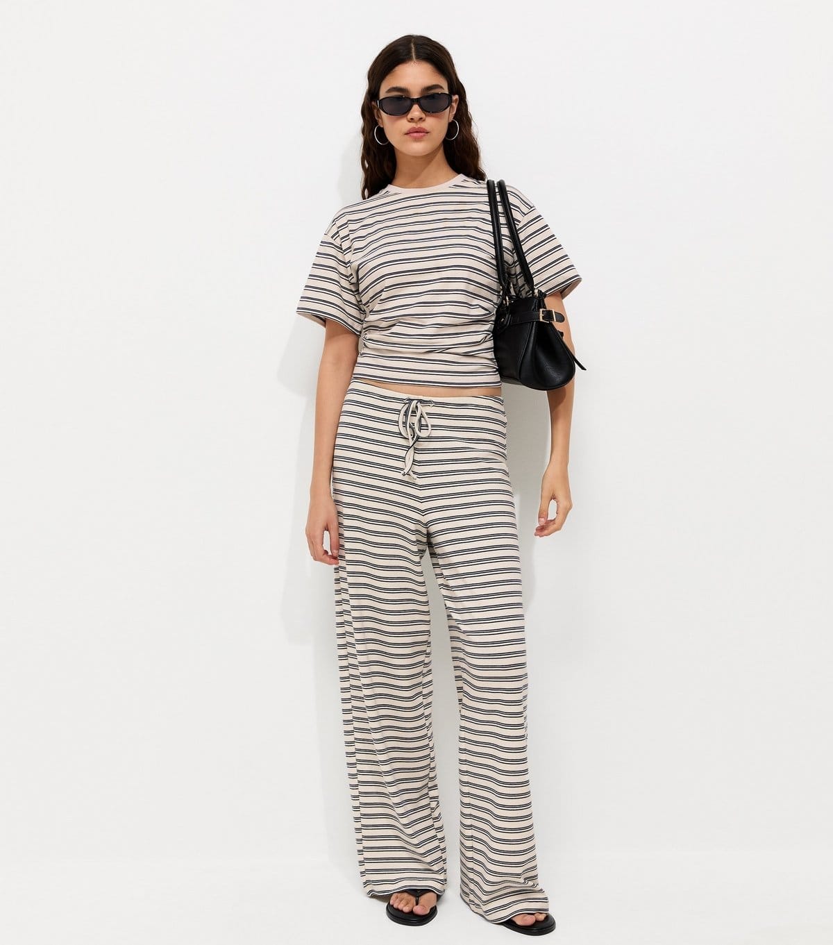 New Look Women's Blue Cotton Striped Corset Waist T-Shirt New Look - 4