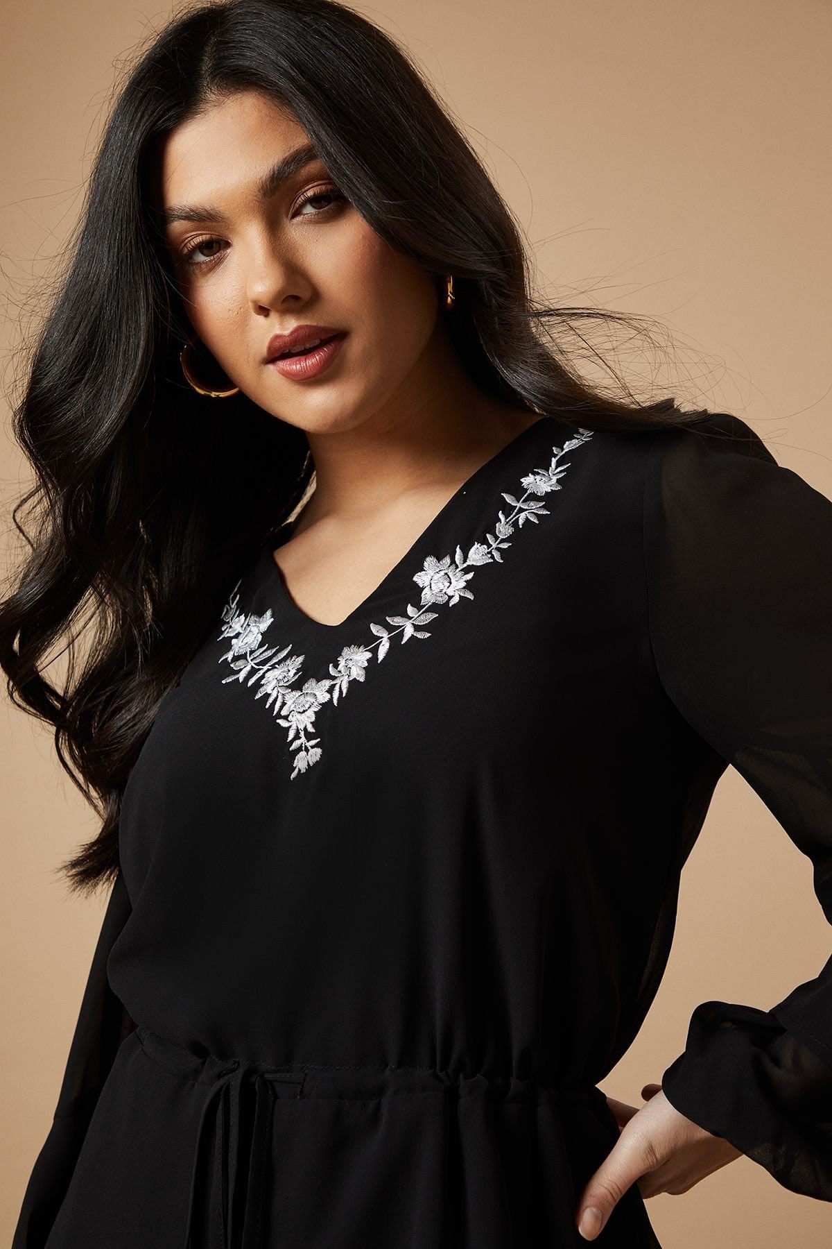 Oasis Oasis Women's Embroidered Ruffle Tier Mini Dress in Black - 4