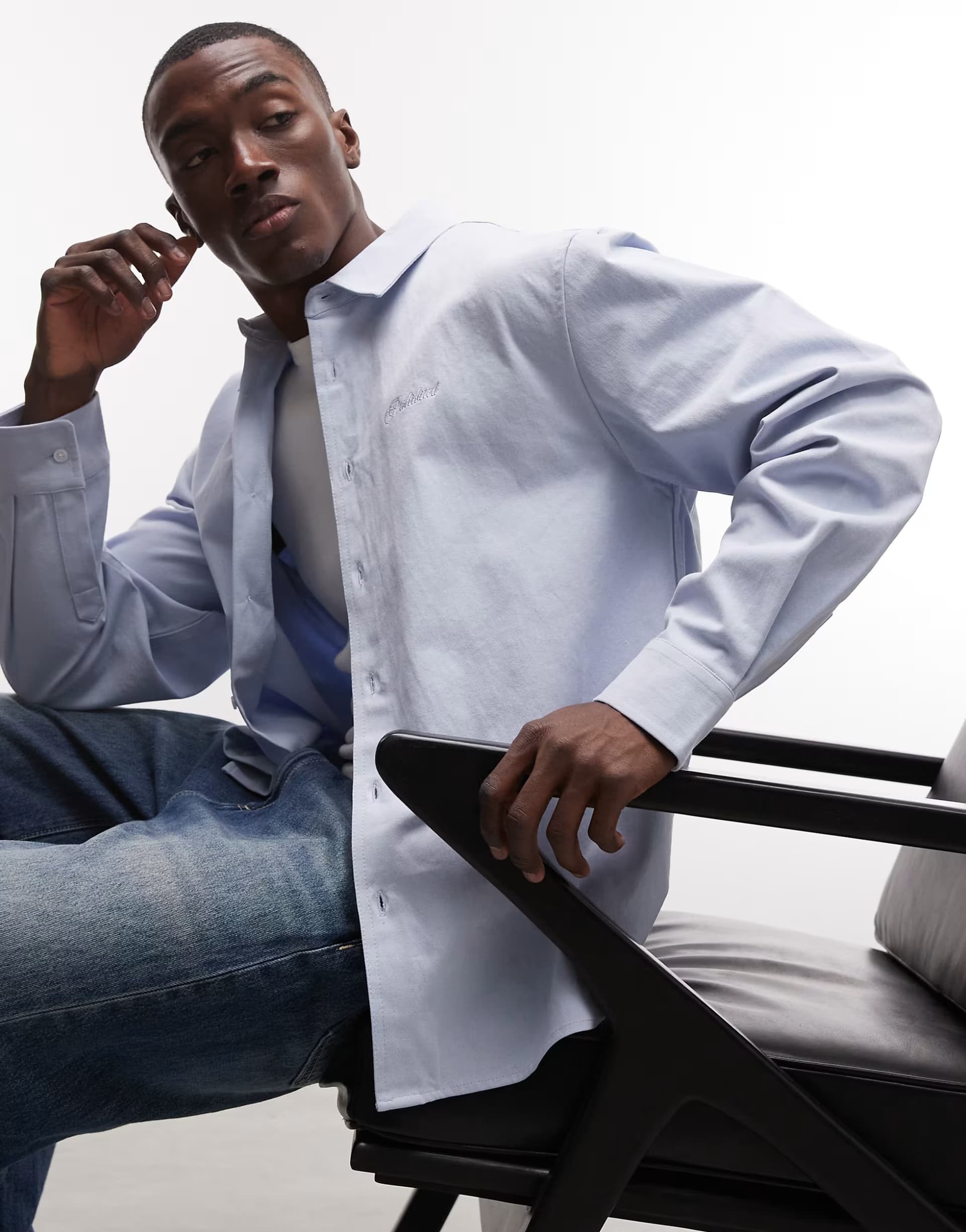 ASOS Prohibited dress long sleeve shirt in blue