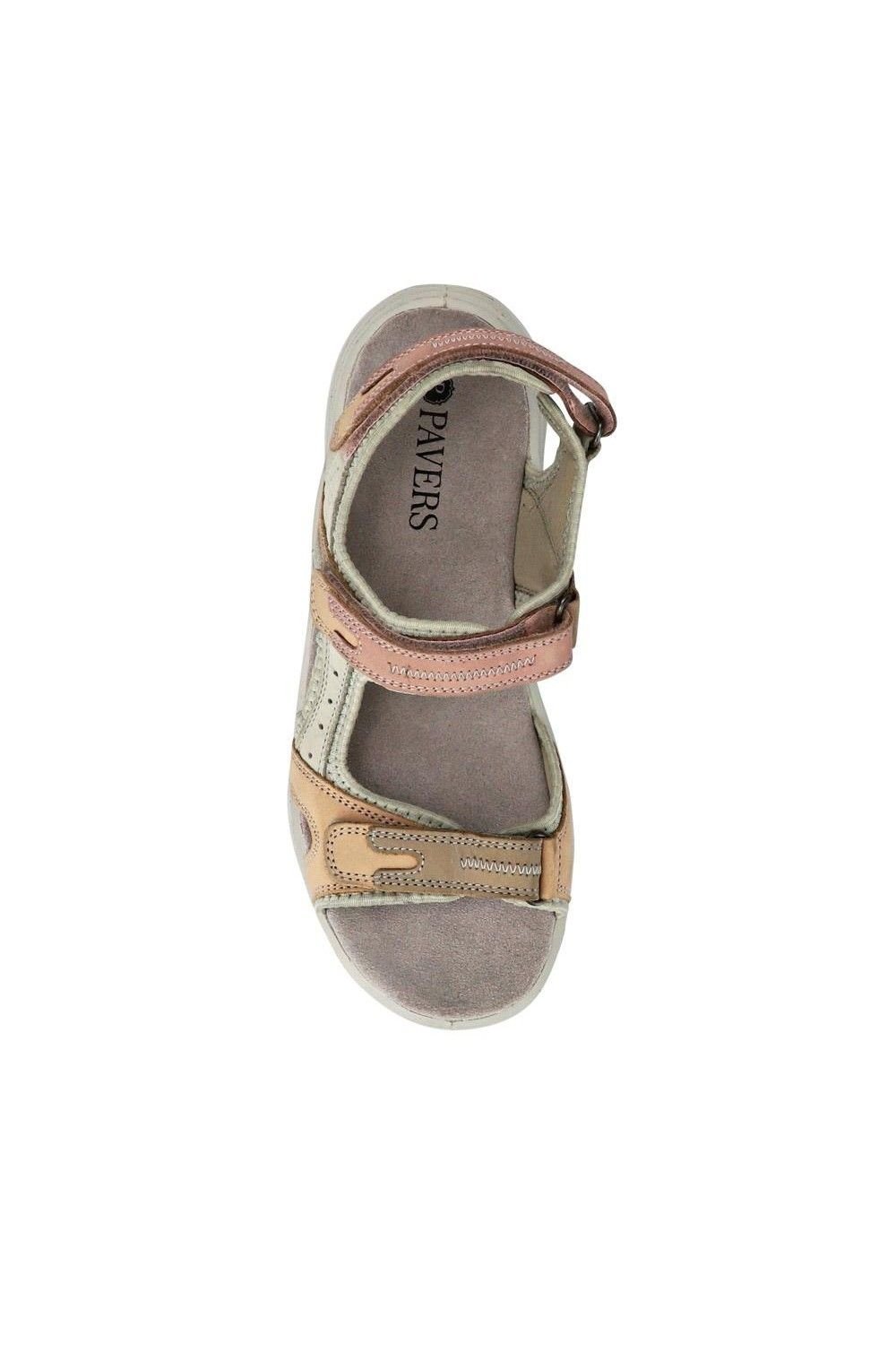 Pavers Pavers Women's Chunky Dual Touch-Fasten Sandals in Beige - 4
