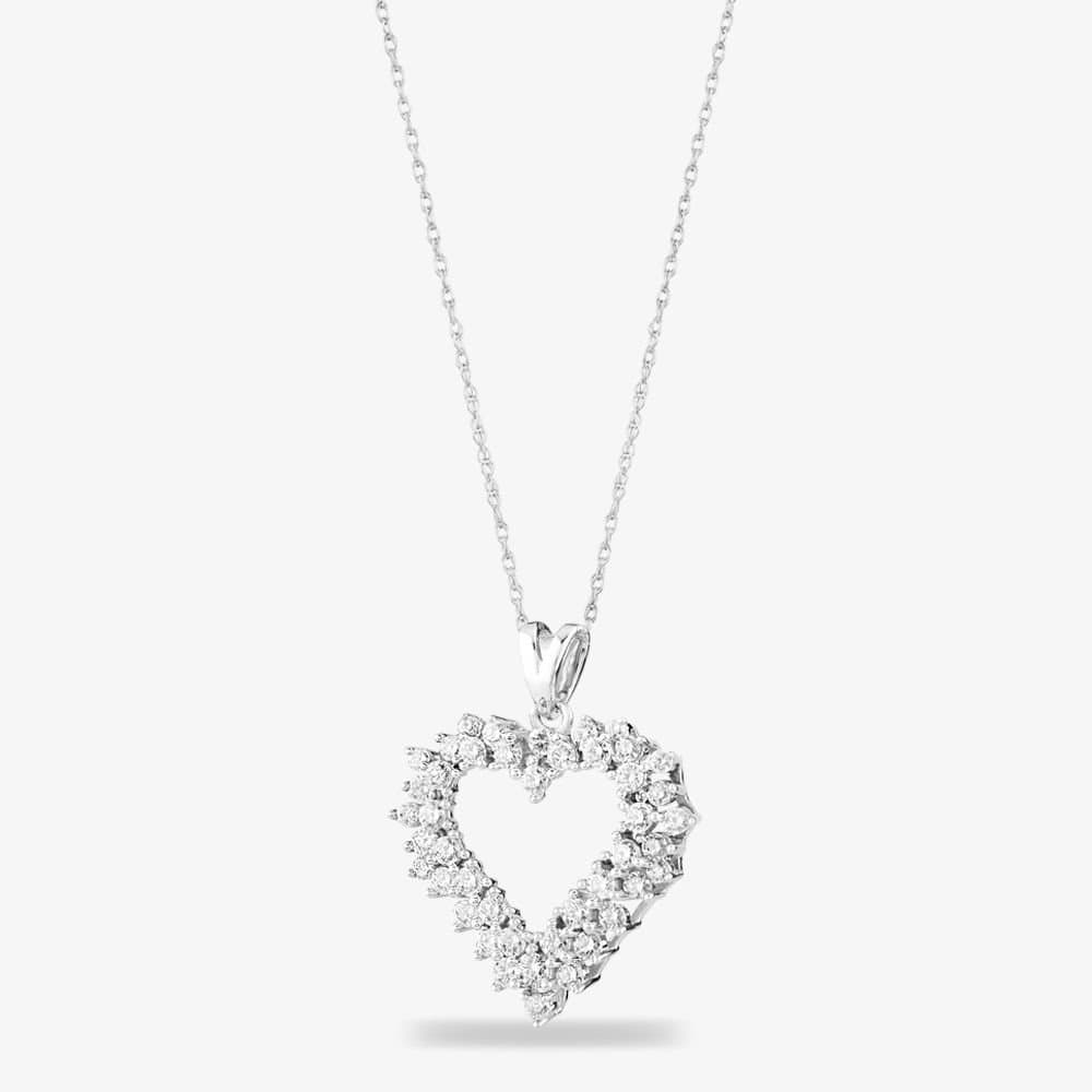 T.H.Baker T.H.Baker Women's 9ct White Gold 1.00ct Diamond Open Heart Pendant TH0121787 in Silver