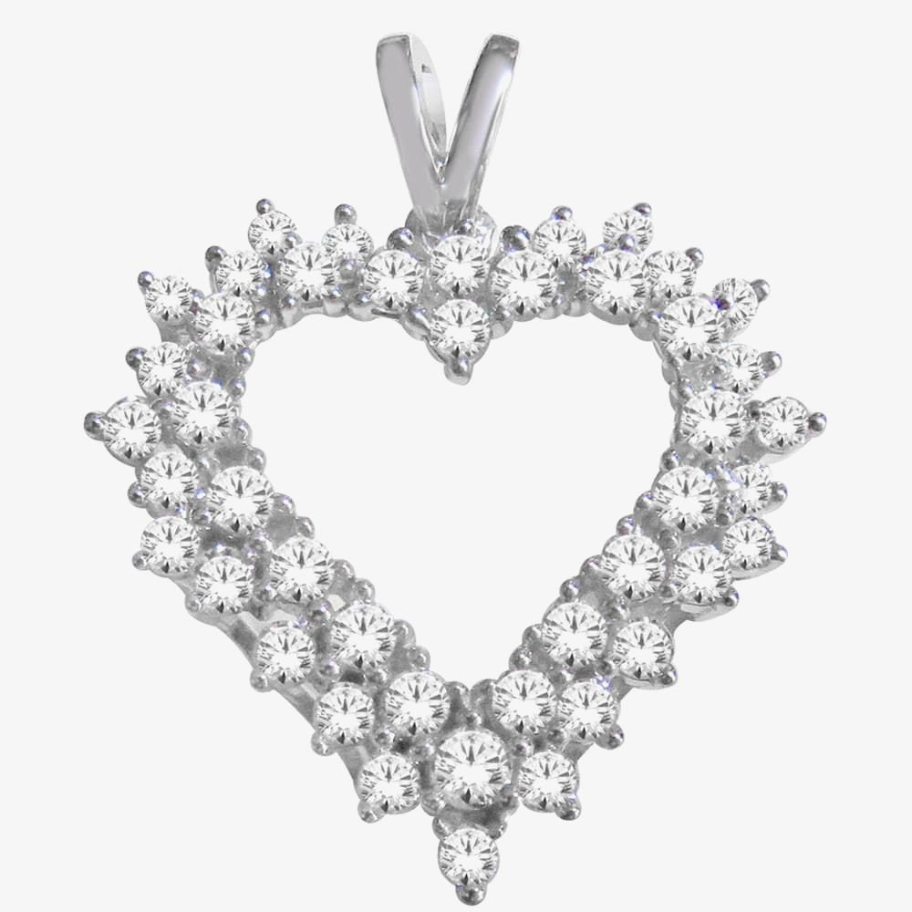 T.H.Baker T.H.Baker Women's 9ct White Gold 1.00ct Diamond Open Heart Pendant TH0121787 in Silver - 3