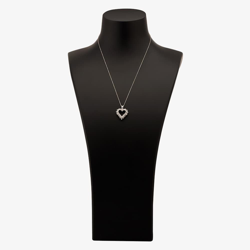 T.H.Baker T.H.Baker Women's 9ct White Gold 1.00ct Diamond Open Heart Pendant TH0121787 in Silver - 4