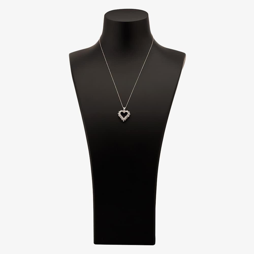 T.H.Baker T.H.Baker Women's 9ct White Gold 1.00ct Diamond Open Heart Pendant TH0121787 in Silver - 4