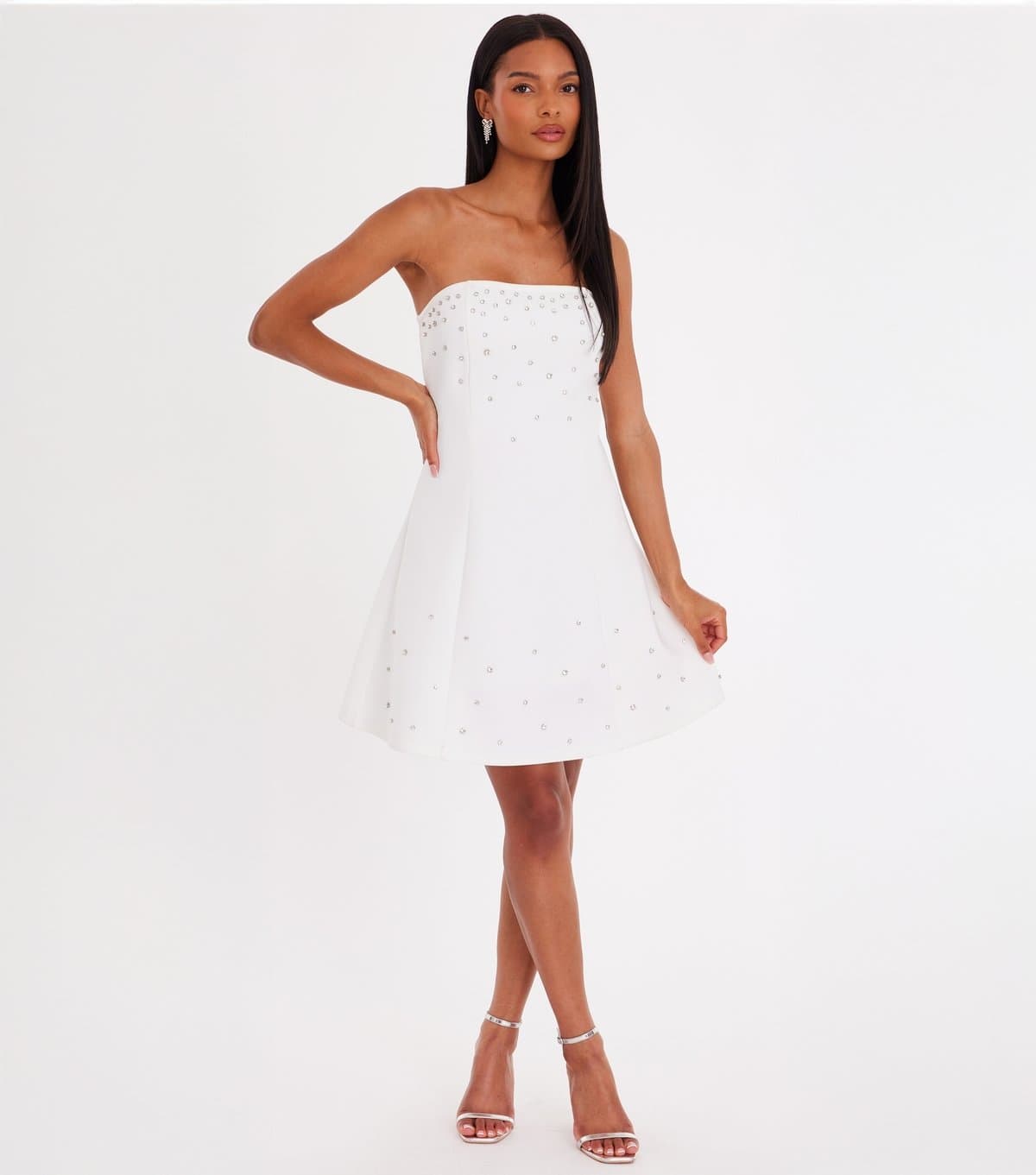 Quiz Women's White Bandeau Mini Dress Quiz New Look