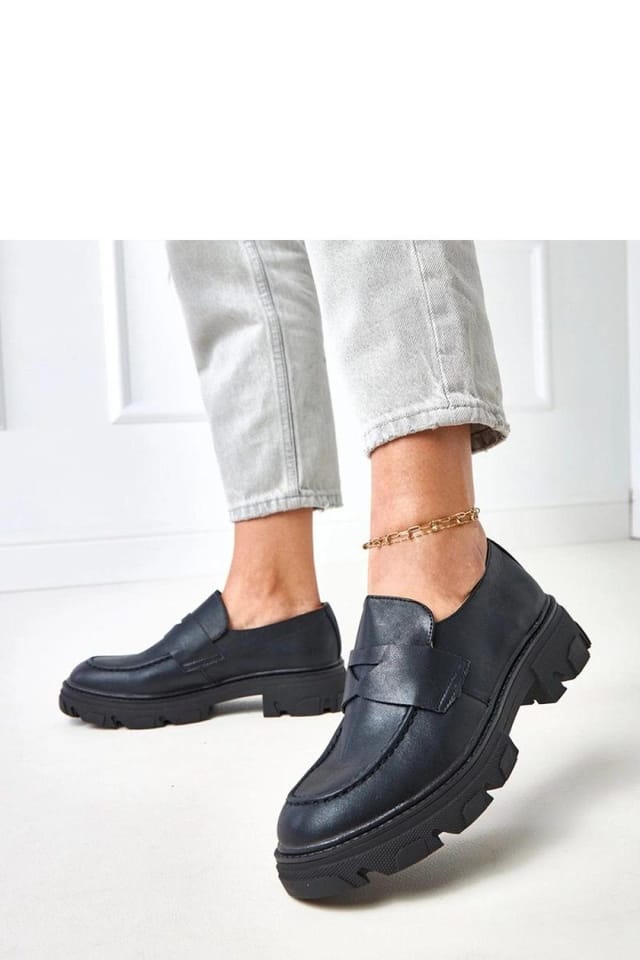 Love Lace Love Lace Women's Classic Low Heel Moccasins with Rubber Sole Comfort Round Toe in Black - 2