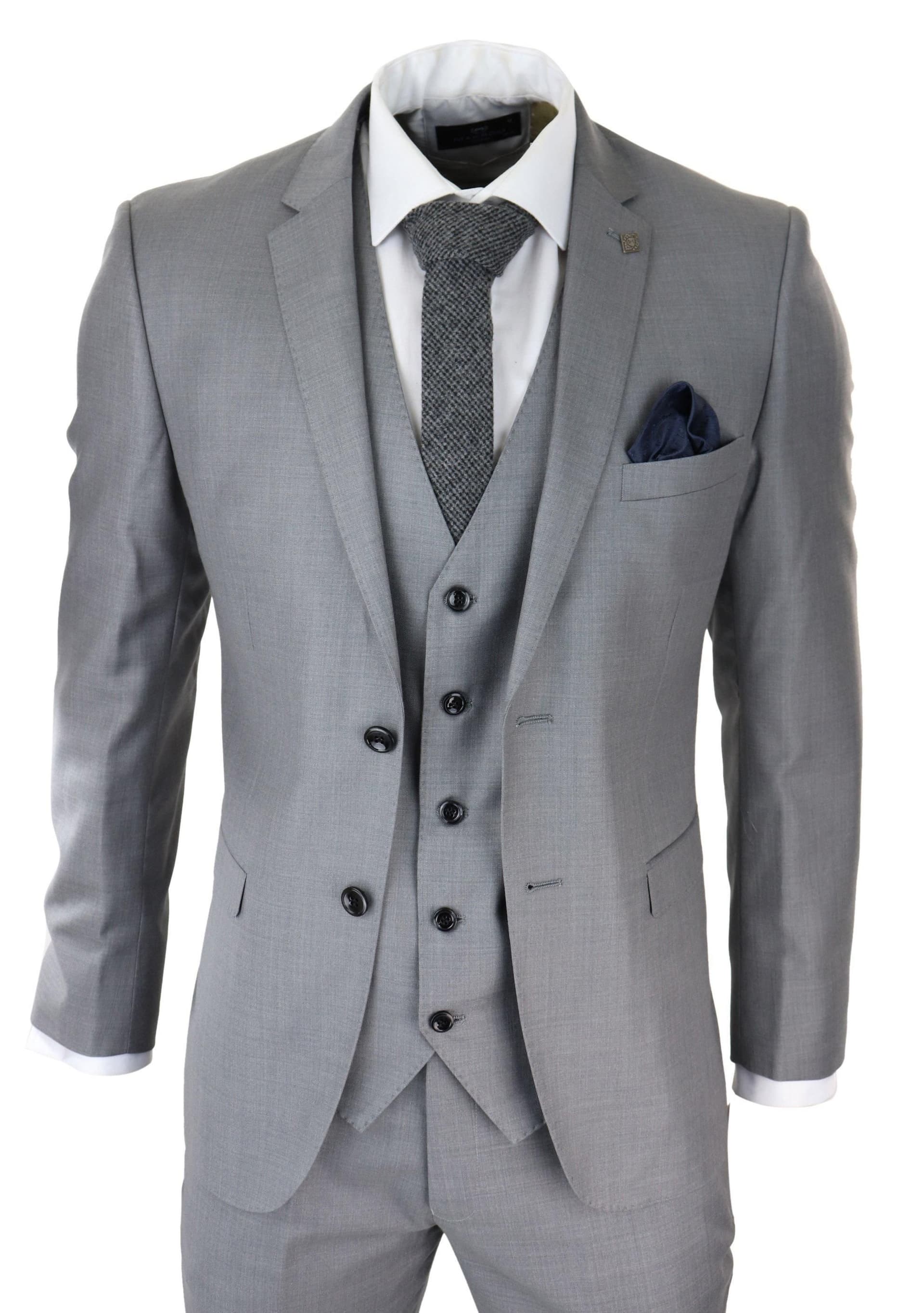 Paul Andrew Paul Andrew Men's Charles 3 Piece Plain Suit in Grey