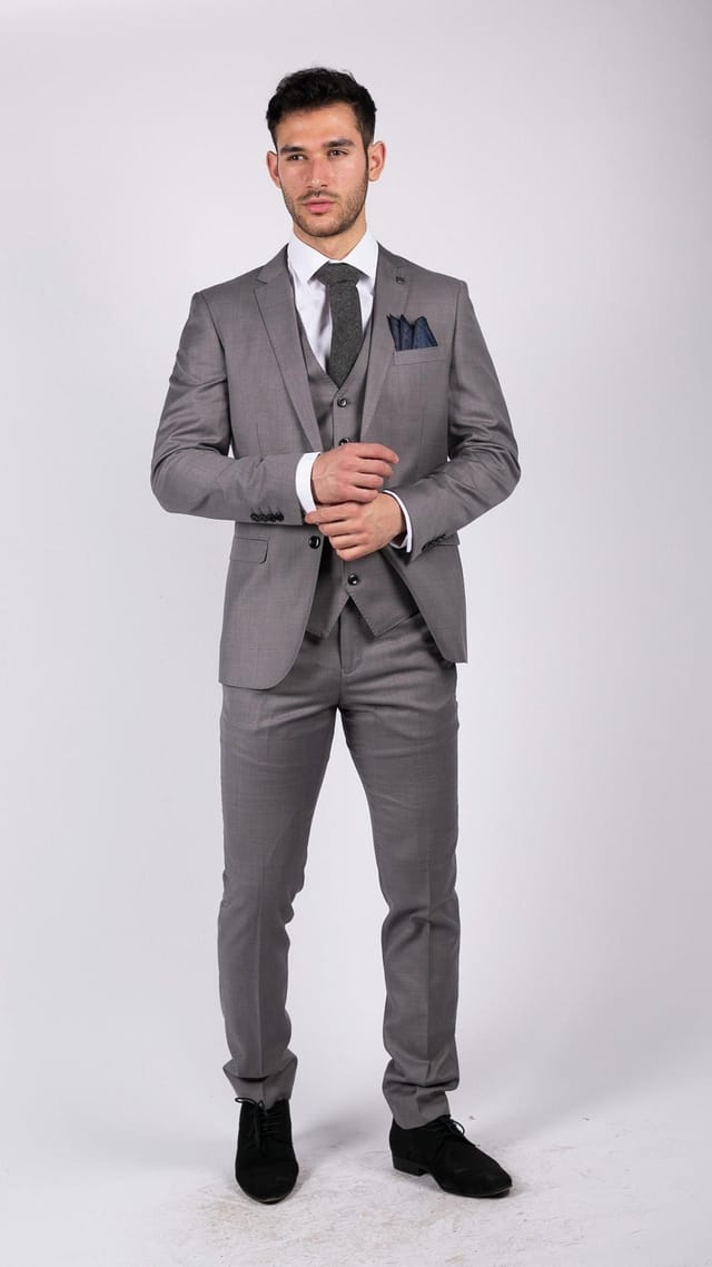 Paul Andrew Paul Andrew Men's Charles 3 Piece Plain Suit in Grey - 2
