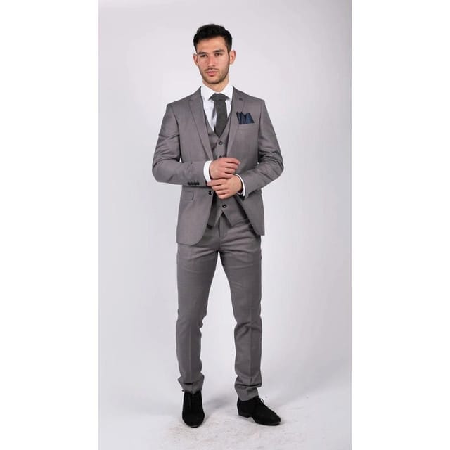Paul Andrew Paul Andrew Men's Charles 3 Piece Plain Suit in Grey - 3