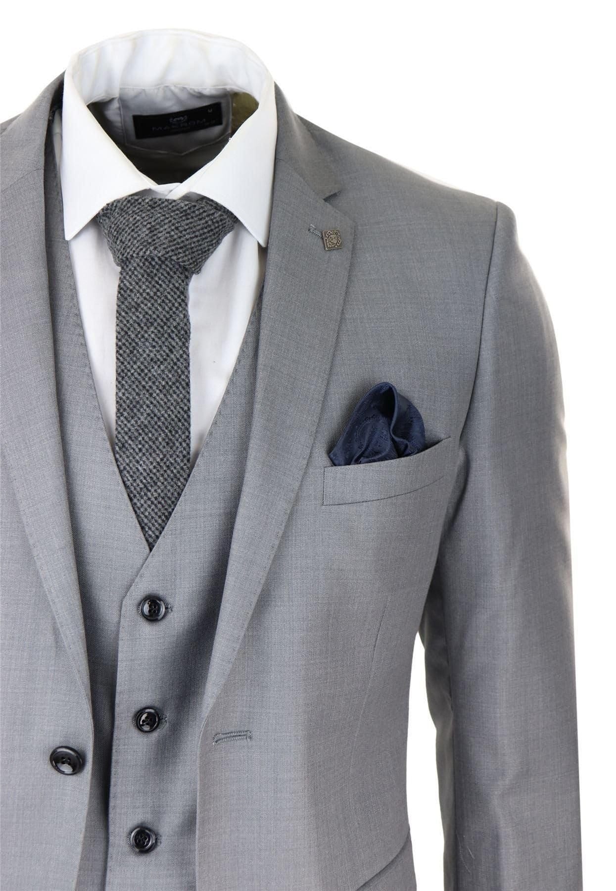 Paul Andrew Paul Andrew Men's Charles 3 Piece Plain Suit in Grey - 4