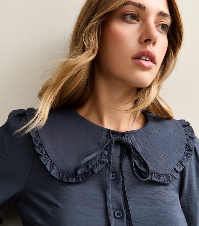 New Look Women's Navy Oversized Collar Mini Smock Dress New Look - 3