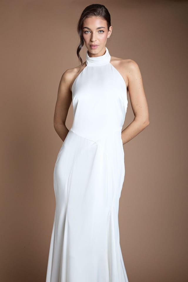 Oasis Oasis Women's Matte & Satin Wedding Dress With Puddle in Ivory - 2