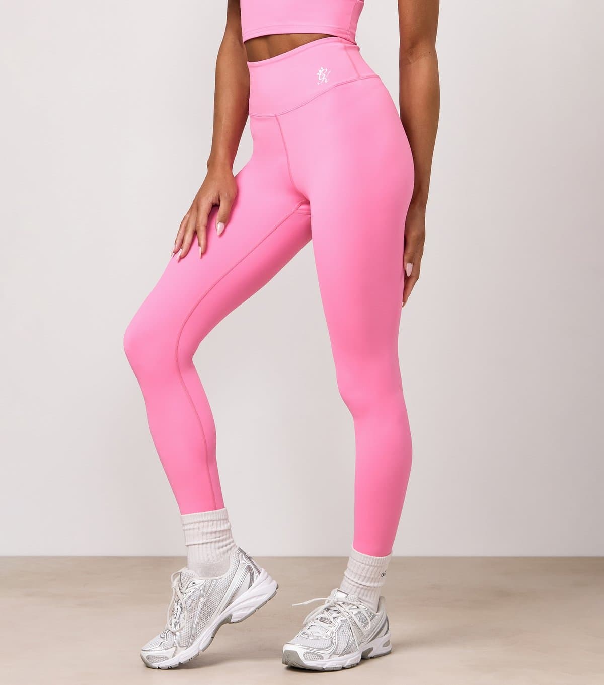 Gym King Gym King Bright Pink Logo Print Leggings