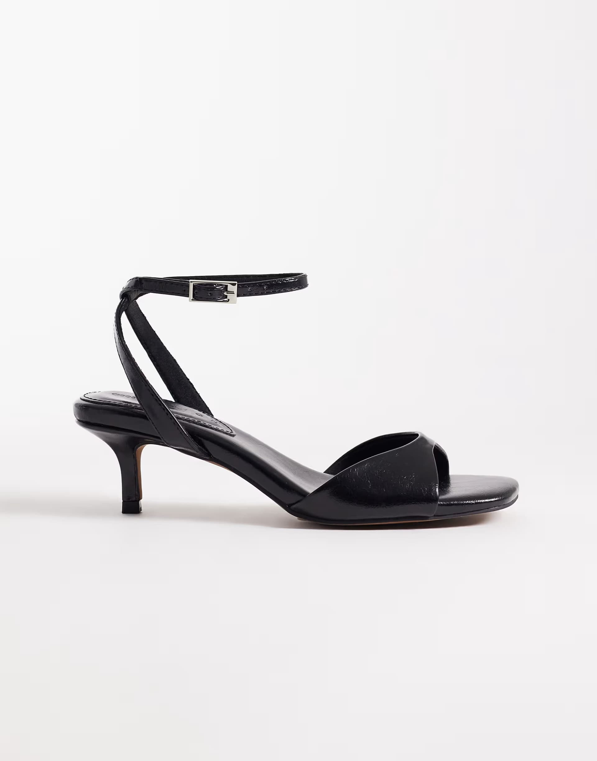 ASOS ASOS DESIGN Heartfelt barely there kitten heel sandals in black