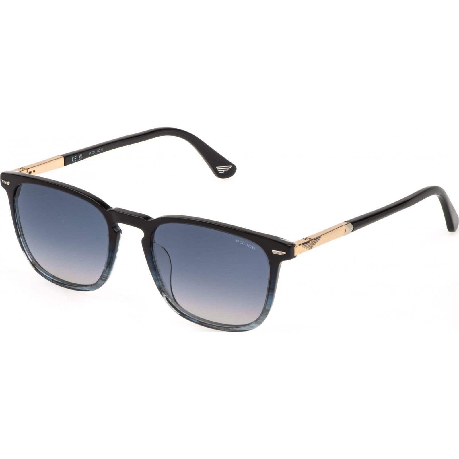 Police Police Men's SPLQ86-540GBL Square/Rectangle Sunglasses in Blue