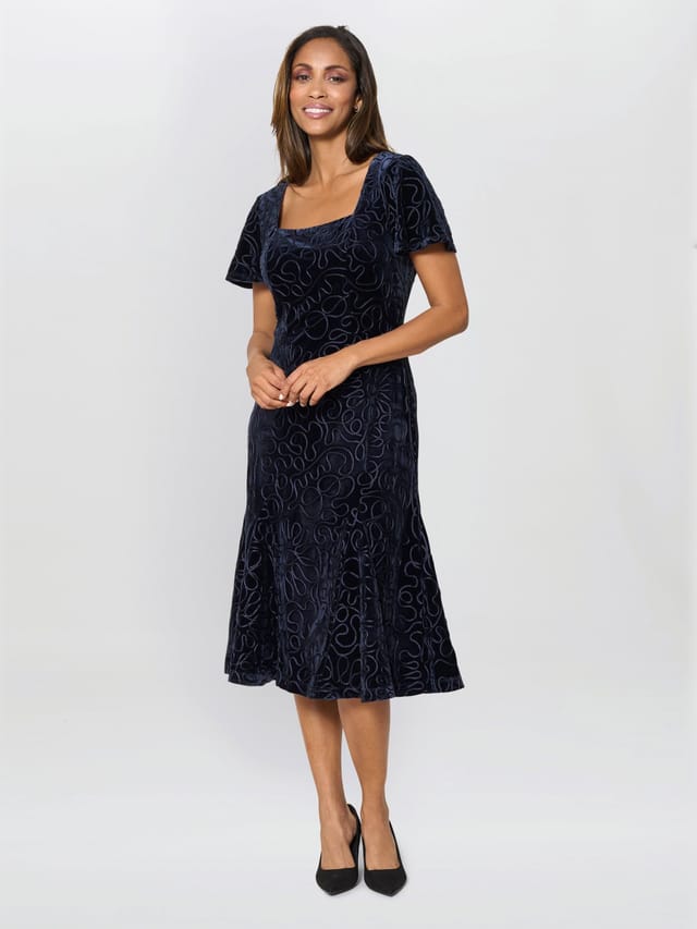 Gina Bacconi Gina Bacconi Women's Ray Velvet Midi Dress in Navy - 2
