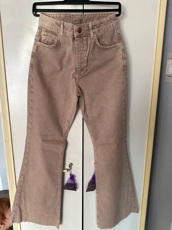ASOS Vintage inspired W26 flared jeans trousers in sand colour colour