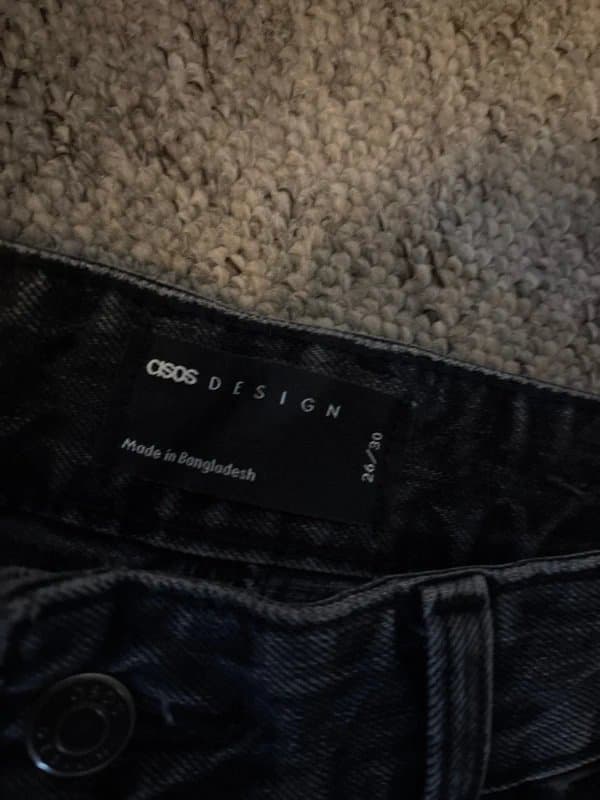 ASOS Asos washed black mid rise wide leg jeans