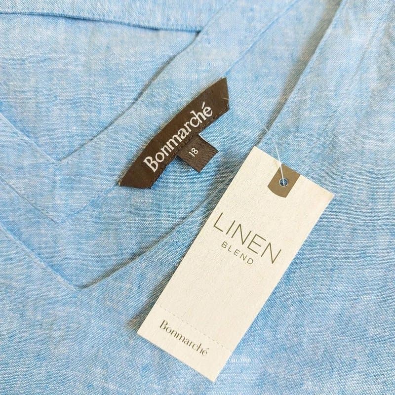 Bonmarché Bonmarche light blue linen blend vest blouse size UK 18