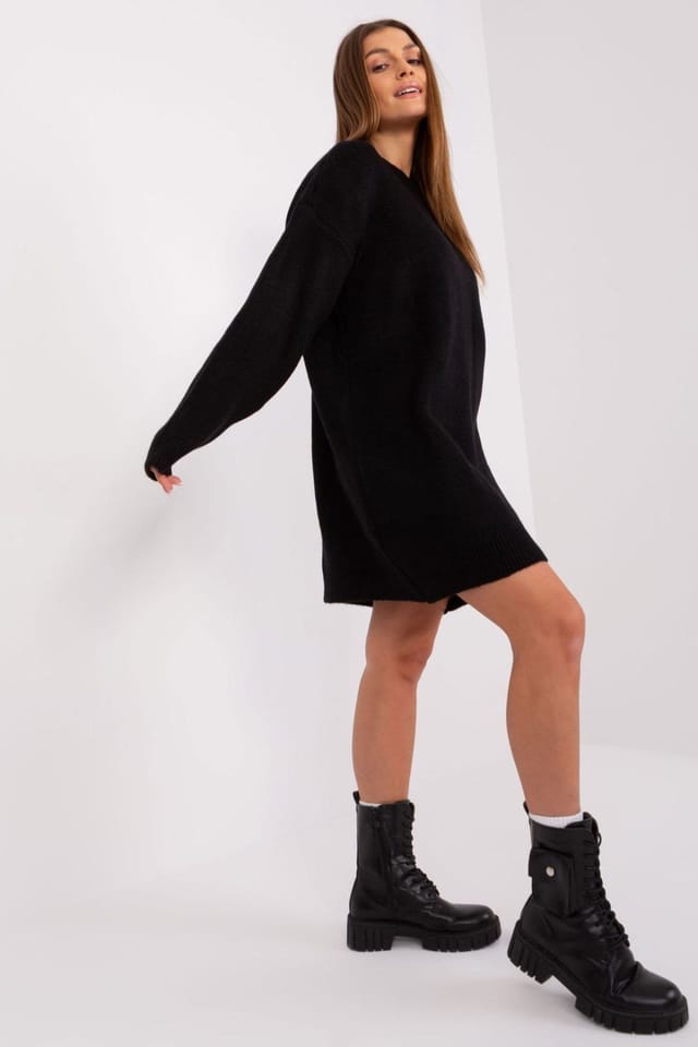 Love Lace Love Lace Women's Everyday Long Sleeve Mini Shift Dress in Black - 3