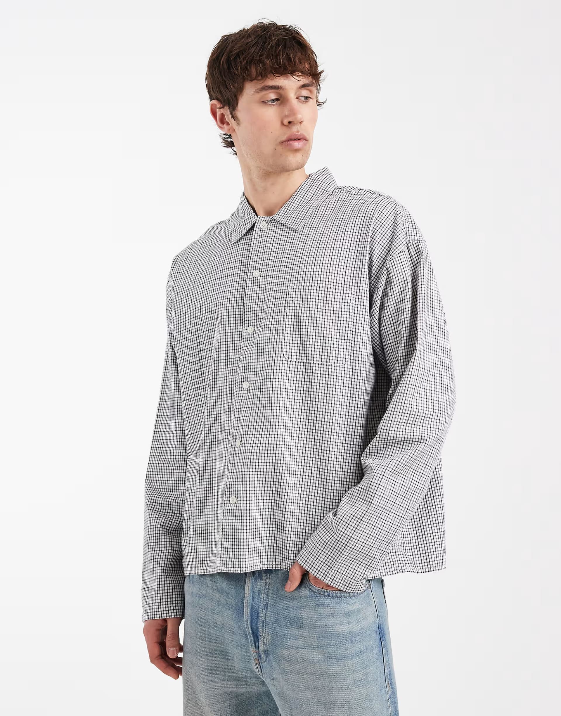 ASOS Jack & Jones oversized boxy shirt with grey check