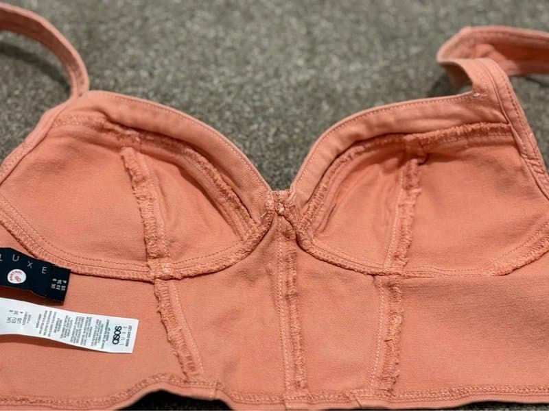 ASOS ASOS Luxe Corset Crop Top Peach Pink Structured Bustier Size 8