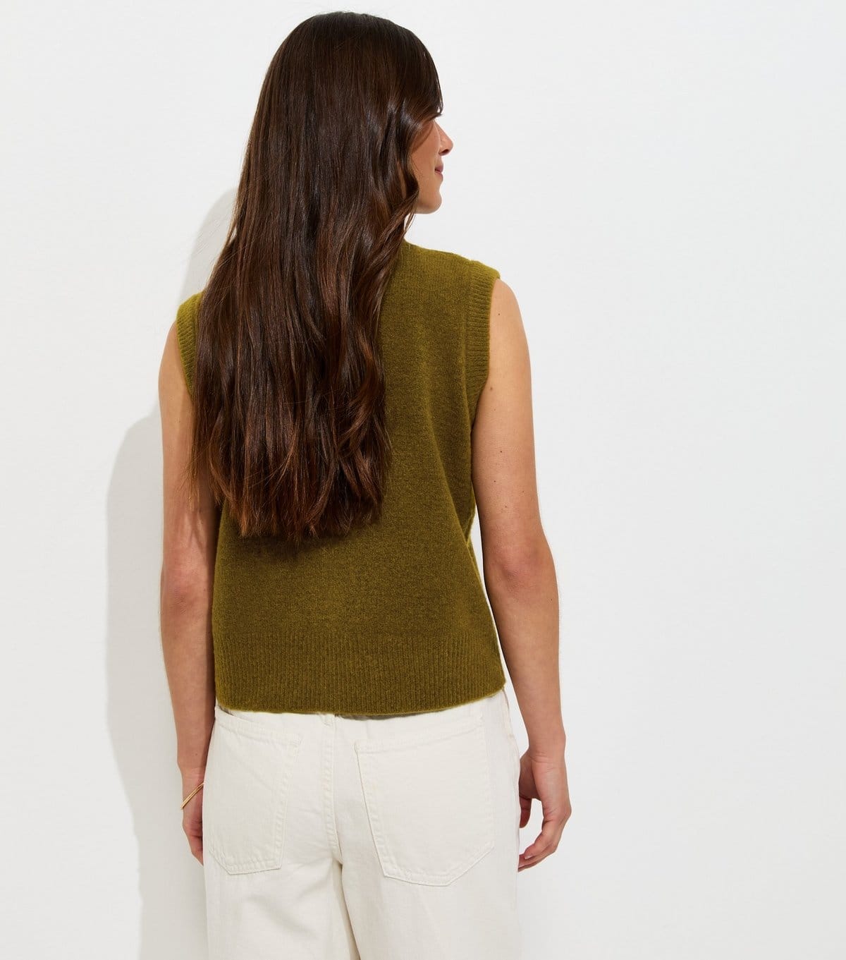 New Look Women's Petite Light Khaki Midweight Knitted Sleeveless Top New Look - 4