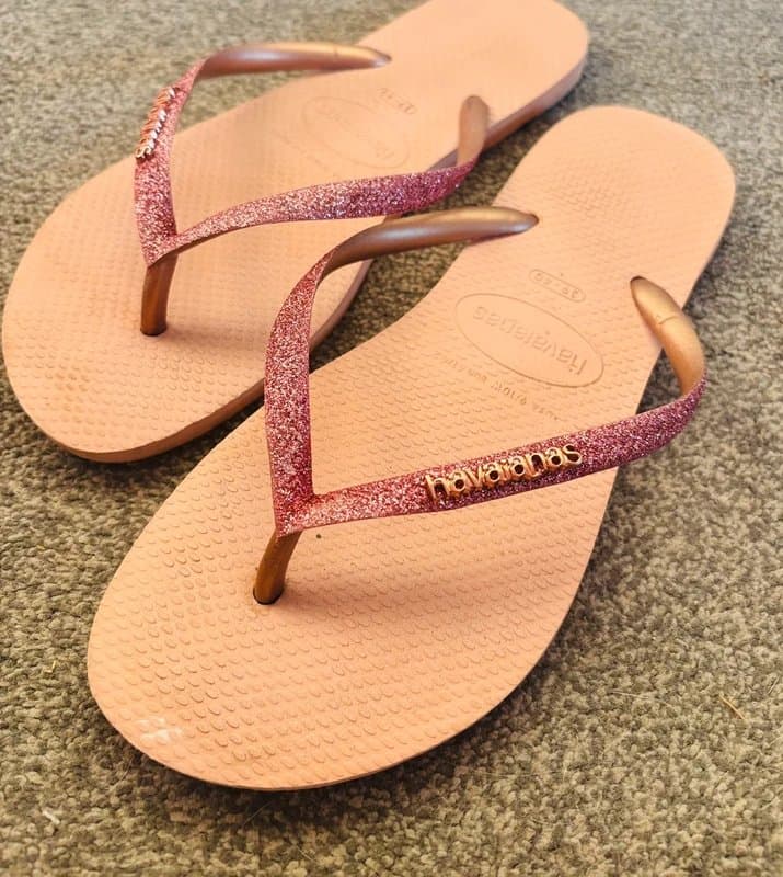 Havaianas Havaianas pink glitter sparkle sandals 39/40 holiday beach 6/7 same day post