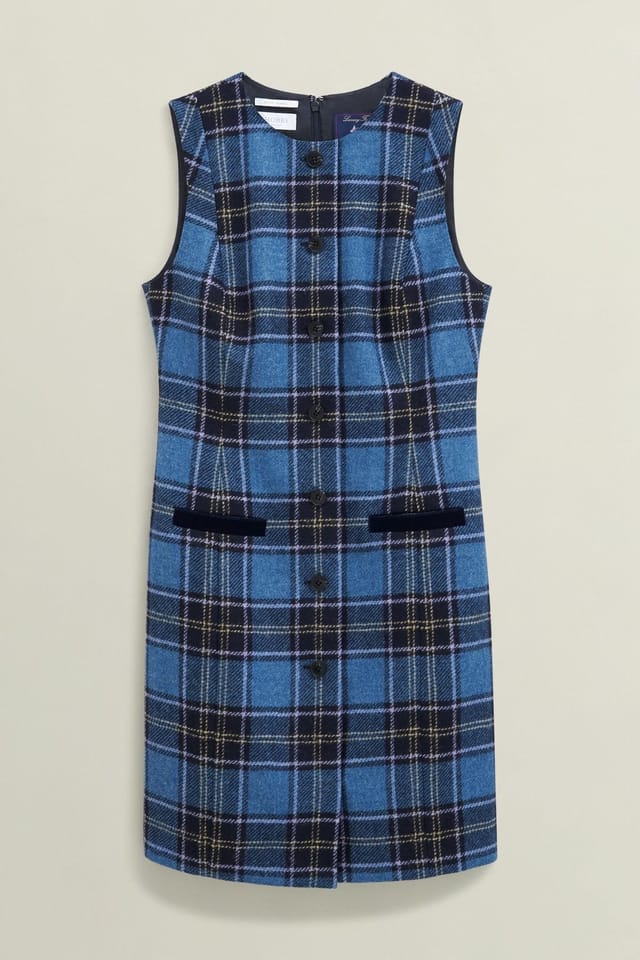 Hobbs London Hobbs London Women's Joella Checked Dress in Mid Blue - 2