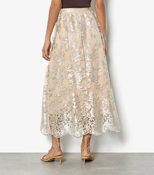 Apricot Women's Stone Embroidered Mesh Scallop Skirt Apricot New Look - 3